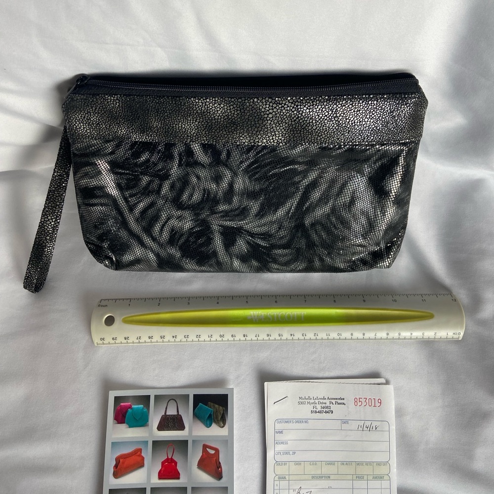 Michelle LaLonde Black leather clutch purse purchased at art show